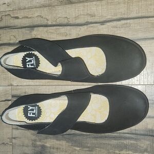 Fly London Yasi Black Suede Leather Platform Wedges 11/43